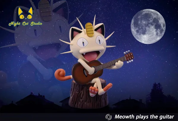 Play Guitar Meowth Pokemon Night Cat Studio 1