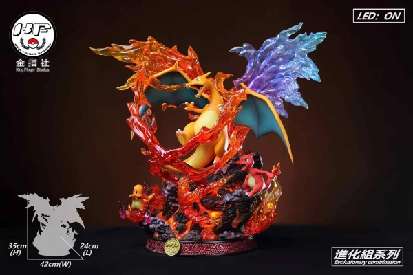 Evolution of Charizard Family with LED Pokemon King Finger Studio 6