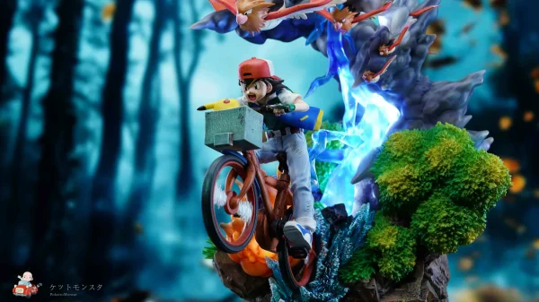 Riding Bike Ash Ketchum with LED – Pokemon – A.M. Sandsculpture Studio 6 scaled