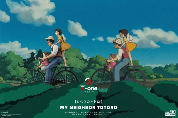 Happy Family Riding Bicycle – My Neighbor Totoro – T one Studio 7